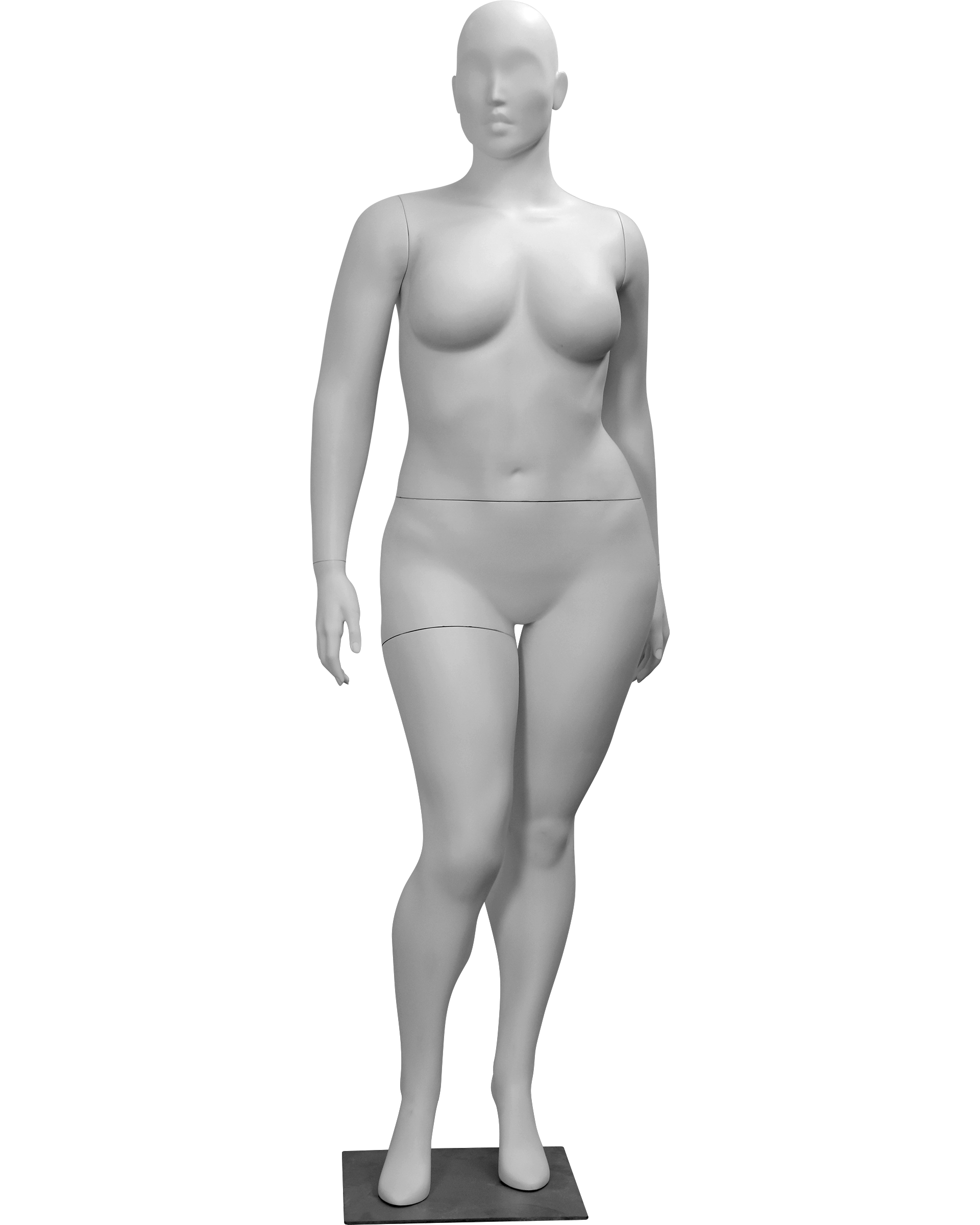 Plus Size Female Mannequin with Abstract Head Metal Base
