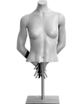 Slim Athletic Build Female Torso Mannequin Form on Metal Base Headless Hands Behind back