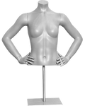 Slim Athletic Build Female Torso Mannequin Form on Metal Base Headless Hands on Hips