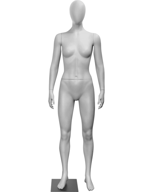 FIT Female Mannequin Neutral Body Medium Small Build Split Waist Egg Head Abstract Form on Metal Base Straight
