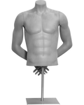Male Medium Build Mannequin Torso Athletic Hands Behind Back Headless FIT Greneker Form Metal Base