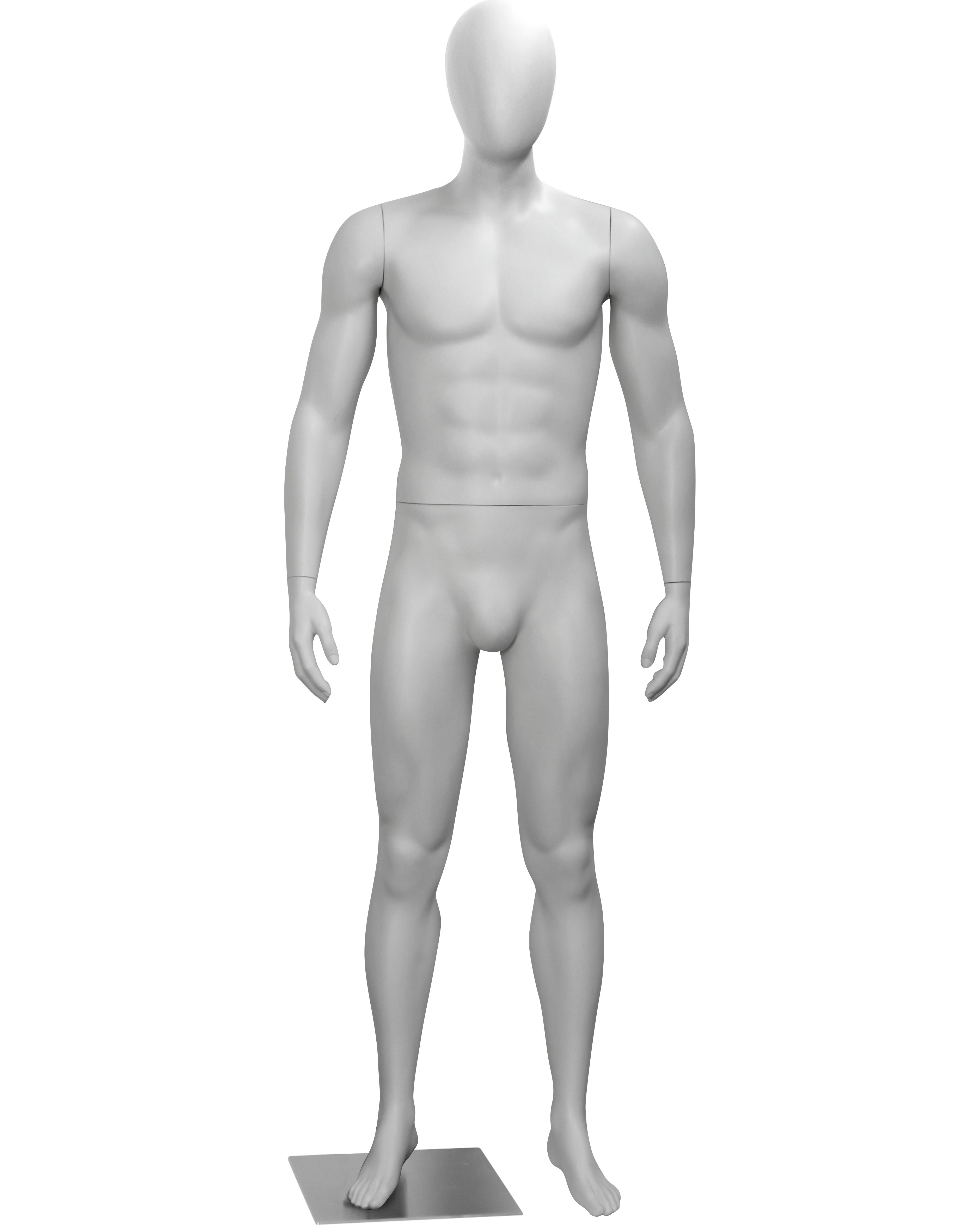 Male Mannequin Medium Build Muscular Body Metal Base Egg Head
