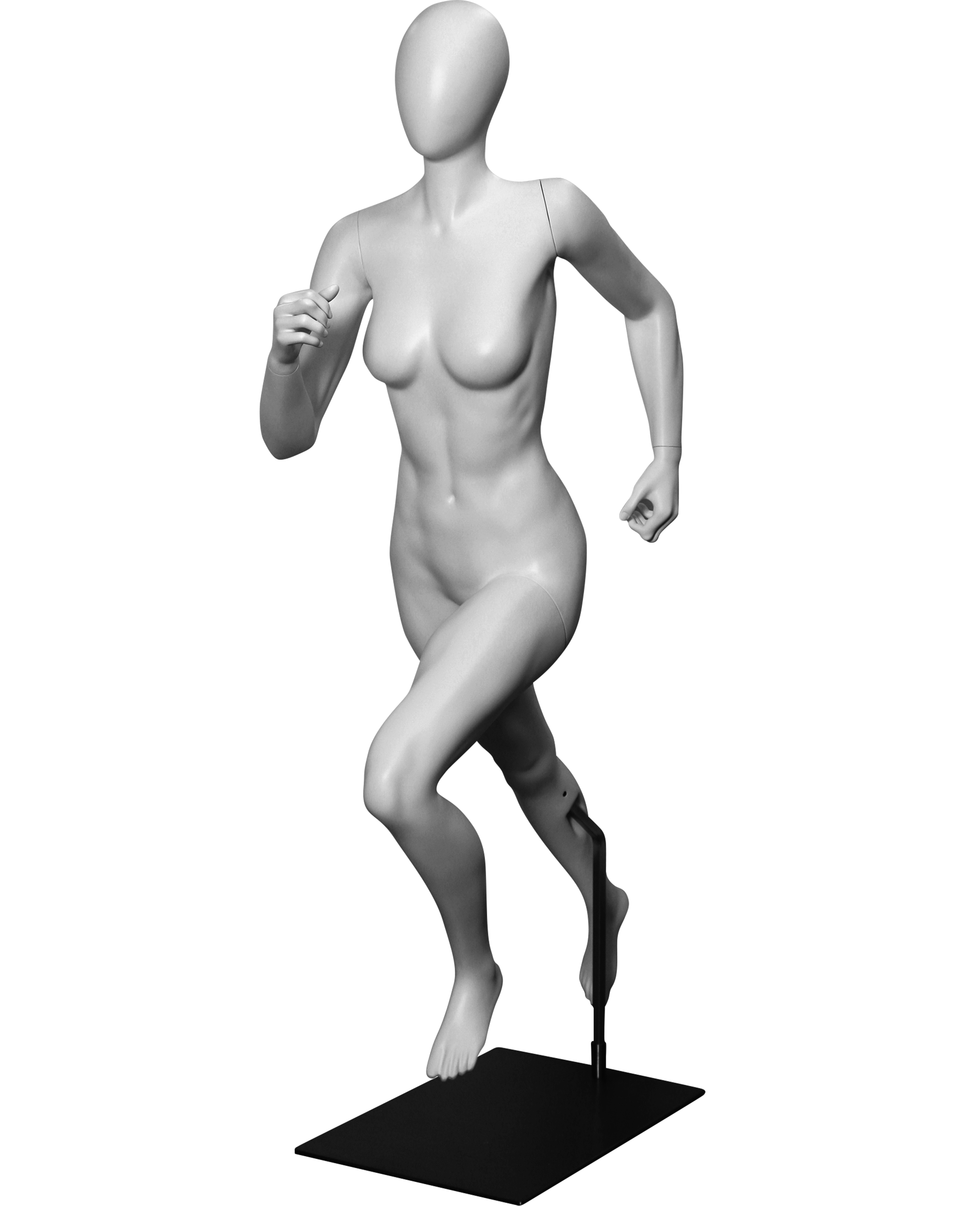 Female Running Mannequin Runner on Metal Base Abstract Egg Head Athletic
