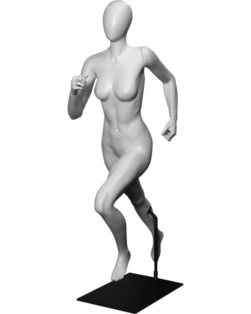 Female Running Mannequin Runner on Metal Base Abstract Egg Head Athletic
