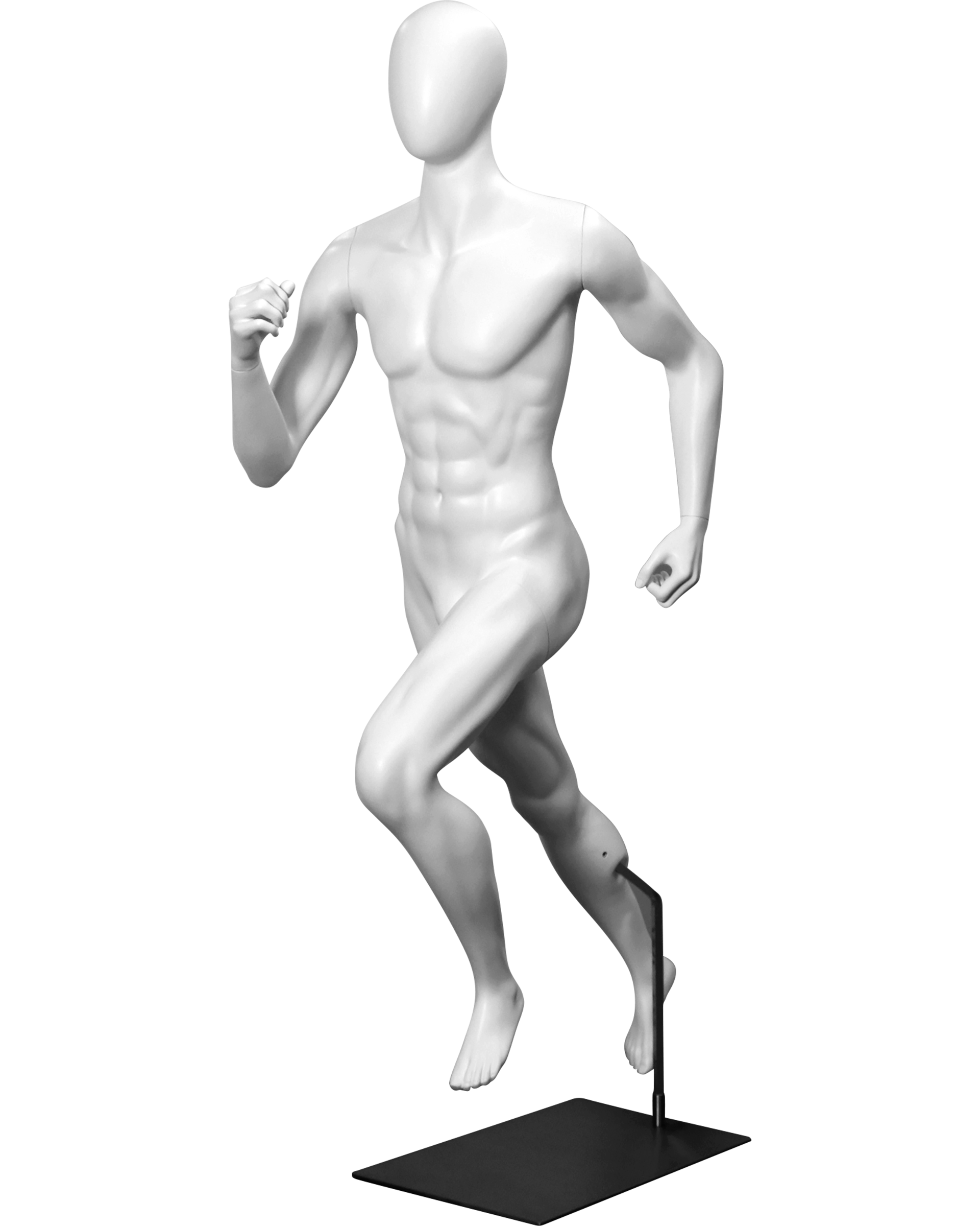 Male Running Mannequin Runner on Metal Base with Egg Head Run Athletic
